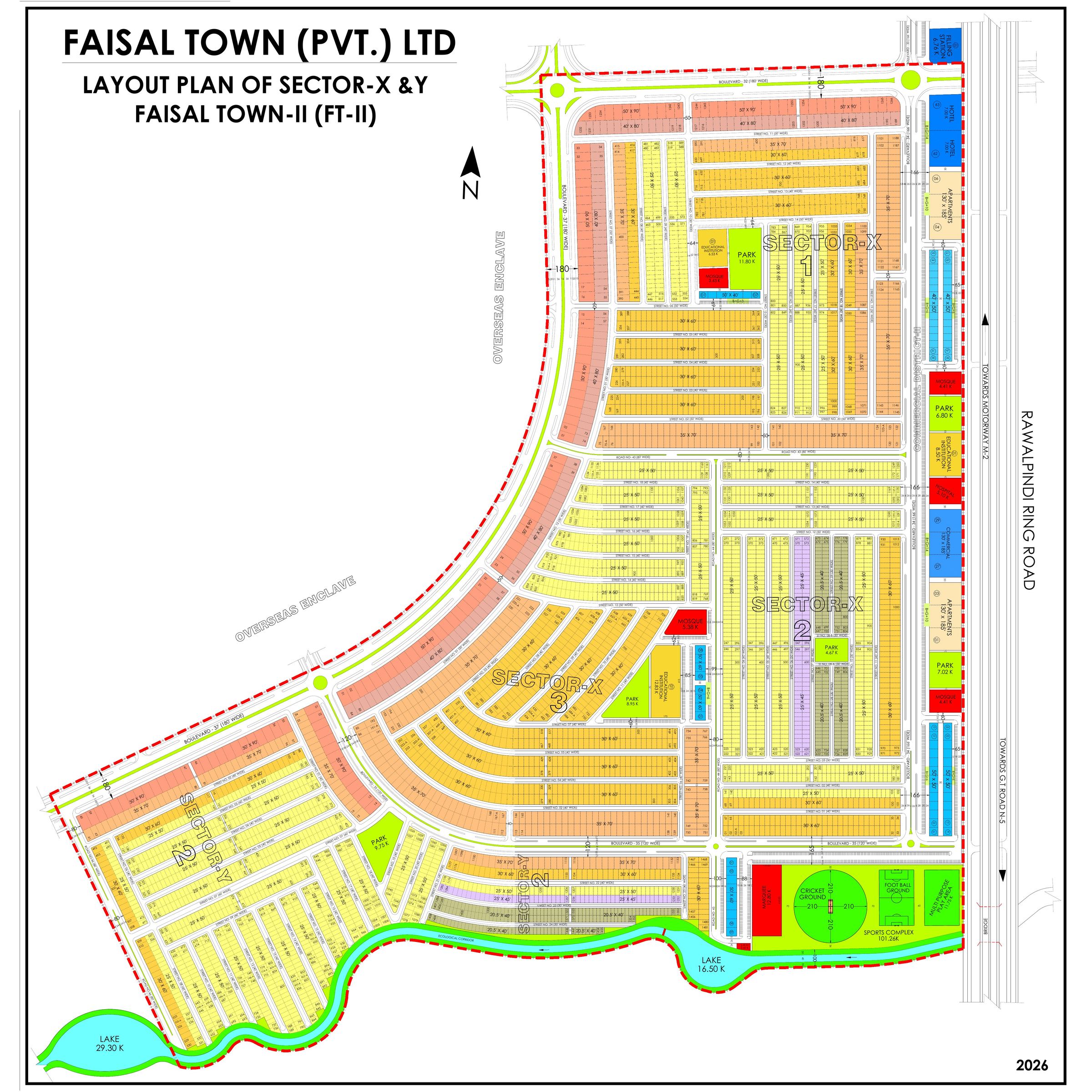 Layout plan of Sector X and Y, Faisal Town Phase-II
